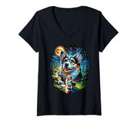 Women's Corgi Howling at Moon Vintage V-Neck T-Shirt