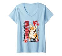 Women's Corgi Short Legs Maximum Power Comic Style V-Neck T-Shirt
