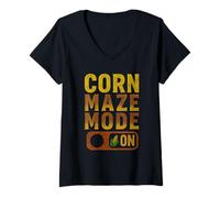 Womens Corn Maze Mode On Rustic Switch Corn Runner V-Neck T-Shirt