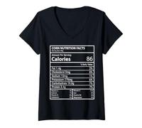 Womens Corn Nutrition Facts Panel Minimal Typography Design V-Neck T-Shirt