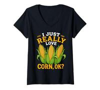 Women's Corn on The Cob I Just Really Love Corn Ok V-Neck T-Shirt
