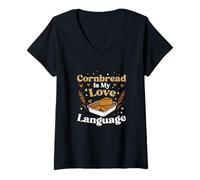 Womens Cornbread is My Love Language for Corn Bread Cornbread Lover V-Neck T-Shirt
