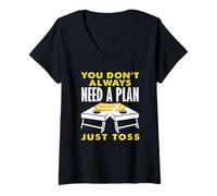 Womens Cornhole Lover Need a Plan Just Toss Fun V-Neck T-Shirt
