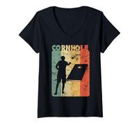 Women's Cornhole Player Sack Bean Bag Toss Game Cornhole V-Neck T-Shirt