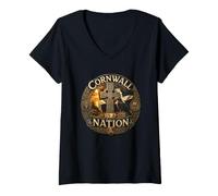 Women's Cornwall is A Nation s Kernow Celtic Heritage V-Neck T-Shirt