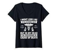 Women's Coroner Forensic Scientist Autopsy Medical Examiner Coroner V-Neck T-Shirt