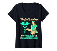 Womens Correctional Nurse The Jail is Calling I Must go V-Neck T-Shirt