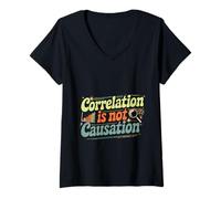 Womens Correlation is not Causation Psychologist Wisdom Thinking - V-Neck T-Shirt