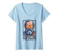 Womens Corrupting The Youth Funny Socrates Philosopher Philosophy V-Neck T-Shirt