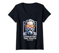 Womens Corrupting The Youth Funny Socrates Philosopher Philosophy V-Neck T-Shirt