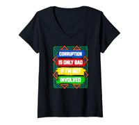 Women's Corruption is Only Bad I’m Not Involved Ironic African Meme V-Neck T-Shirt