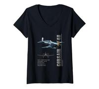 Women's Corsair F4U Fighter Specs Naval Aircraft V-Neck T-Shirt