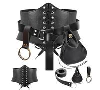 Womens Corset Belt Belt Pouch Waist Bag Fanny Pack Coin Purse Medieval Renaissance Costume Accessories, Black, S-Waist/25.6"-34", Ren Faire