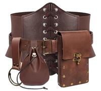Womens Corset Belt Pouch Waist Bag Fanny Pack Phone Holder Coin Purse Skirt Hikes Loop Hook Medieval Renaissance Costume Sets, Brown, M-Waist/31.5"-38", Costume Corset Belt