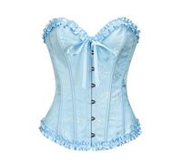 Women's Corset Top Lace Up Boned Overbust Bustier Top Adjustable Laced Up Back Corset Top for Women Halloween Bridal Lingerie Bodyshaper Halloween Gothic Underbust Bodysuit (Blue, XS)