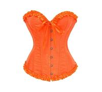 Women's Corset Top Lace Up Boned Overbust Bustier Top Adjustable Laced Up Back Corset Top for Women Halloween Bridal Lingerie Bodyshaper Halloween Gothic Underbust Bodysuit (Orange, S)