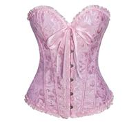 Women's Corset Top Lace Up Satin Boned Plus Size Overbust Bustier Shapewear Vintage Push Up V Neck Strapless Lingerie Bodyshaper Gothic Medieval Underbust Bodysuit for Halloween Christmas Costume