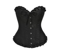 Women's Corset Top Plus Size Lace Up Satin Boned Overbust Bustier Top
