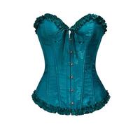 Women's Corset Top Plus Size Lace Up Satin Boned Overbust Bustier Top