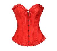 Women's Corset Top Plus Size Lace Up Satin Boned Overbust Bustier Top