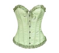 Women's Corset Top Plus Size Lace Up Satin Boned Overbust Bustier Top