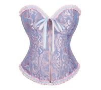 Womens Corset Top Purple Burlesque Costumes Overbust Lace-up Gothic Boned Corset Bustier Retro Overbust Halloween Party Underbust Shapewear Bridal Lingerie Push Up Bodysuit Waist Cincher Bodyshaper