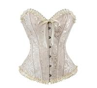 Women's Corset Tops Lace Up Satin Boned Overbust Bustier Shapewear Vintage Plus Size Strapless V Neck Lingerie Bodyshaper Gothic Medieval Underbust Bodysuit for Halloween Christmas Costume