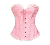 Women's Corset Tops Lace Up Satin Boned Overbust Bustier Shapewear Vintage Plus Size Strapless V Neck Lingerie Bodyshaper Gothic Medieval Underbust Bodysuit for Halloween Christmas Costume