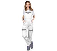 Women's CORTON-L-B Protective Dungarees - 100% Cotton, 260g/m², Adjustable, Reflective Elements, Multi-Pocket Design, Color: white - grey, Size 36