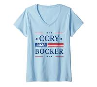 Womens Cory Booker 2028 For President Booker 2028 American Flag V-Neck T-Shirt