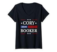 Womens Cory Booker 2028 For President Booker 2028 American Flag V-Neck T-Shirt