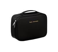 Women's Cosmetic Bag, 24 x 17.5 x 9 cm, Make Up Bag, Travel Organiser, Toiletry Bag, PU Leather Make-Up Bag, Waterproof with Handle and Bra Compartment, Portable Cosmetic Bag, Cosmetic Case, Black
