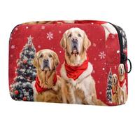 Women's Cosmetic Bags Christmas Golden Retrievers Dogs Makeup Case Travel Toiletry Bag Cosmetics Organizer