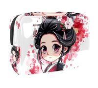Women's Cosmetic Bags Cute Geisha Anime Girl Makeup Case Travel Toiletry Bag Cosmetics Organizer 18.5x7.5x13cm
