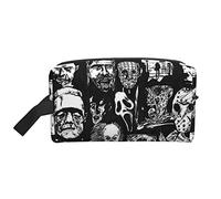 Women's Cosmetic Bags Horror Icons Makeup Pouch Travel Toiletry Storage Bag, Black