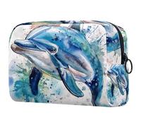 Women's Cosmetic Bags Watercolor Dolphin Makeup Case Travel Toiletry Bag Cosmetics Organizer