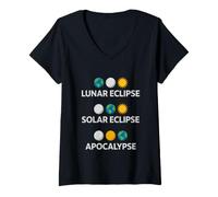 Women's Cosmic Apocalypse Saying Lunar Eclipse Solar Eclipse V-Neck T-Shirt