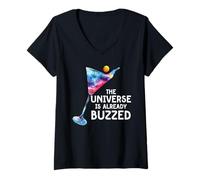 Womens Cosmic Bartender Martini in The Galaxy Universe Buzzed V-Neck T-Shirt