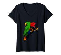Womens Cosmic Parrots Duality Split Parrot Space Portal Sci-Fi V-Neck T-Shirt
