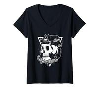 Womens Cosmic Skull Vision Art V-Neck T-Shirt