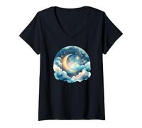 Womens Cosmic Starlight Celestial Art V-Neck T-Shirt
