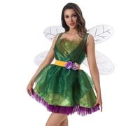 Women's Cosplay Costume Forest Fairy Dress Fallen Angel Devil Wings Priest Nun Ninja Mermaid Queen Uniform Princess Outfit for Halloween Green