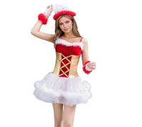 Womens Cosplay Ensemble Elegant Velvet Bunny Soft Trim Detachable Bow Tie Ruffled Cuffs Tail Comfort Fit Luxe Texture For Holiday Parties Stage Performances Festive (Watermelon Red-E, One Size)