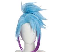 Womens Cosplay wig for League Legends Akali blue Seraphine Heat Resistant Synthetic Hair Halloween Carnival Party
