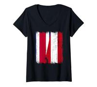 Womens Costa Rica Austria Half Flag Costa Rican Austrian Heritage V-Neck T-Shirt