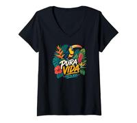 Women's Costa Rica Collared Aracar Toucan V-Neck T-Shirt