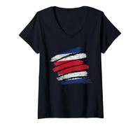 Womens Costa Rica Flag Vintage Costa Rican V-Neck T-Shirt