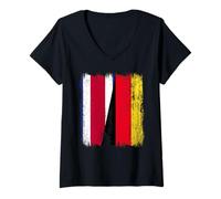 Womens Costa Rica Germany Half Flag Costa Rican German Heritage V-Neck T-Shirt