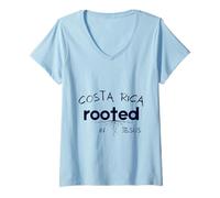 Womens Costa Rica Rooted in Jesus Christian Art V-Neck T-Shirt