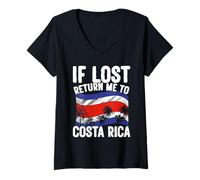Womens Costa Rica Vacation Travel Flag If Lost Return to Costa Rica V-Neck T-Shirt
